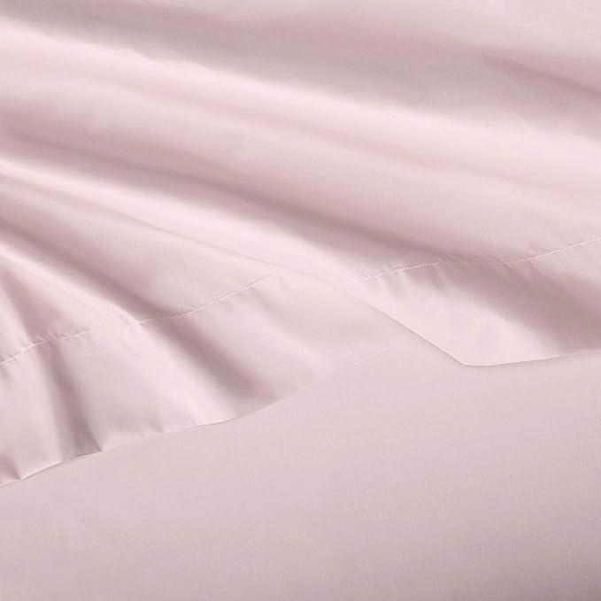 Amazon Basics Kid's Soft Easy-Wash Lightweight Microfiber 4-Piece Sheet Set, Full, Light Pink, Solid