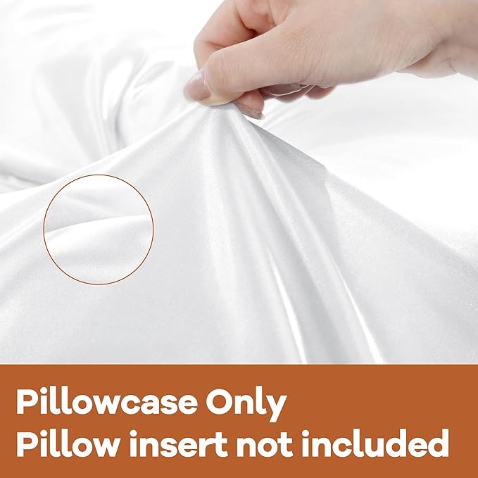 HOMBYS Silky Satin Pregnancy Pillow Cover (ONLY Pillowcase), Luxurious Smooth Maternity Pillow Cover, C Shaped Soft & Breathable Large Pillow Protector for Side Sleeper, 60.2" L x 34.2" W, White