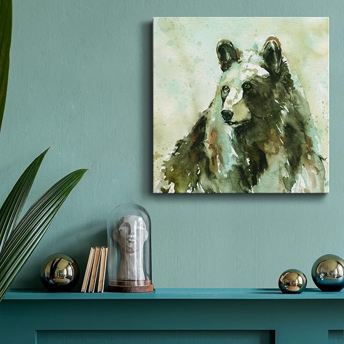 Cute Animals Artwork Abstract Colorful Painting Wall Art on Canvas, After A Long Winter Wall Art, Ready to Hang, 10'' x 10''