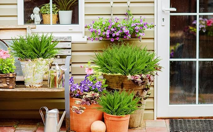 Artificial Fake Grass,12 PCS Outdoor Faux Grasses Plastic Plants Greenery UV Resistant for Outside Home Window Box Garden Office Patio Hanging Planter Front Porch Décor (Green)
