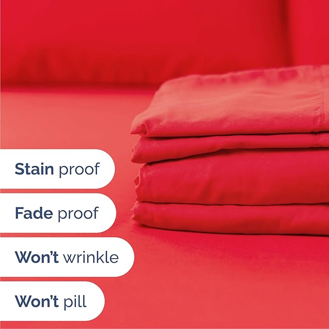 CGK Linens Cal King 6 Piece Sheet Set - Cooling Sheets for Hot Sleepers - Hotel Luxury Bedding Set w/ 8-16 Inch Deep Pockets - 1 Flat & 1 Fitted & 4 Pillowcases - Soft, Easy Care & Wrinkle Free - Red