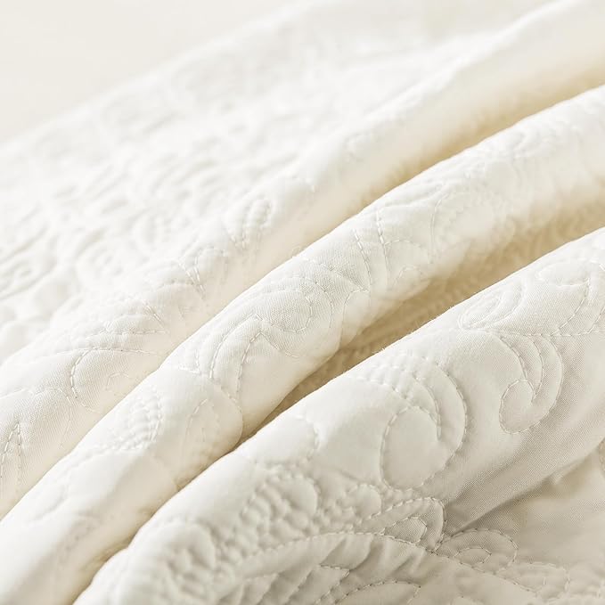 HoneiLife Quilt Sets King Size - Microfiber Bedspreads for King Bed, 3-Piece Lightweight Coverlets, Retro Bedlinen Sets, King Quilt Bedding Set All Season Use-Beige