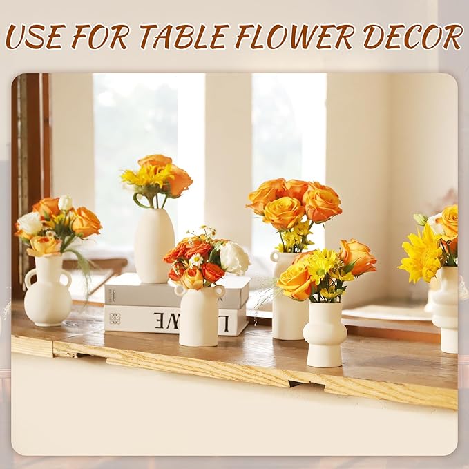 9pcs Ceramic Vases Small Ceramic Vases for Flowers - Modern White Bud Vases for Fresh & Dried Blooms, Unique Shapes, Home Decor, Table Centerpiece, Wedding Decor