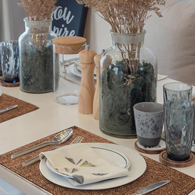 homing Brown Cloth Placemats Set of 6 – Cotton Linen Blend Washable Farmhouse Dining Table Mats for Indoors & Outdoors, Easy to Clean, 13 x 19 Inch