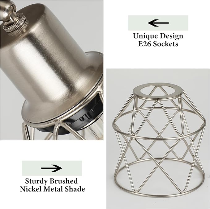 WILON Semi Flush Mount Ceiling Light 3-Light Brushed Nickel Close to Ceiling Light Fixtures, Kitchen Light Fixtures Ceiling Mount E26 Base Multi-Directional Ceiling Lamp Modern Hallway Light Fixtures