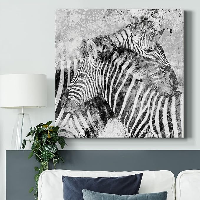 Canvas Prints Wall Art Animals Painting for Wall Décor, Zebra Pair Wall Art, Ready to Hang, 32'' x 32''