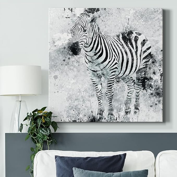 Abstract Wall Art Animals Poster for Bedroom and Living room,Zebra I Wall Art, Ready to Hang, 24'' x 24''