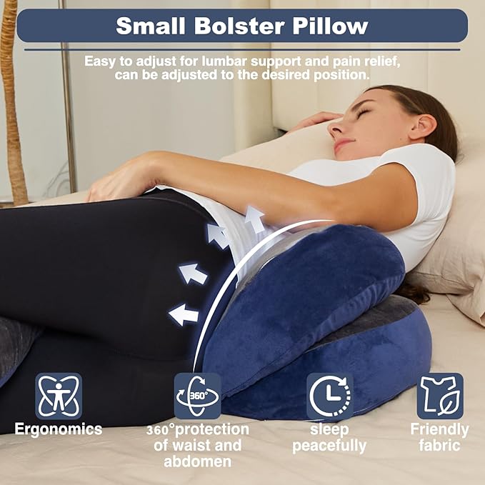 Pregnancy Pillow for Sleeping, Maternity Pillow, Velvet Cover Maternity Pillow Support for Back, Legs, Belly, HIPS Grey-Blue Large