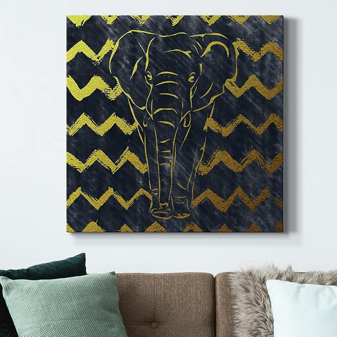 Colorful Animals Painting Wall Art on Canvas Modern Abstract Artwork, Brushed Elephant Wall Art, Ready to Hang, 40'' x 40''