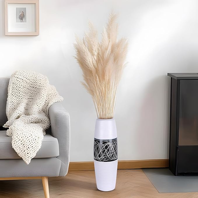 XMGZQ 20" Tall Ceramic Rustic Farmhouse Vase,Large Vintage Flower Vase for Home Decor,Tall Floor Boho vase for Living Room,Table,Mantel,Shelf and Centerpieces Decor and Housewarming (I)