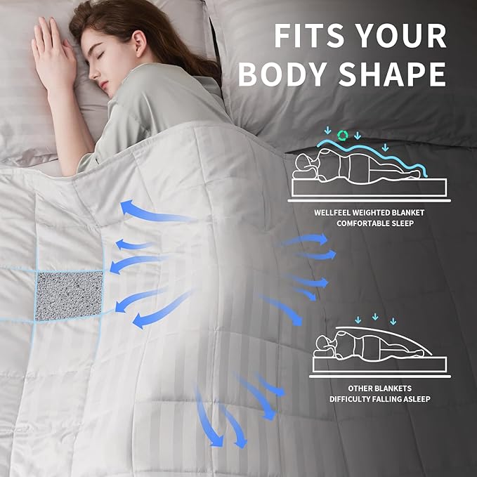 Weighted Blanket for Adult,15lbs Heavy Weighted Blanket 60"x80" Breathable Cooling Summer Blankets, Ultra Soft Cotton Comfort Throw Blanket with Glass Beads for All-Season (White)