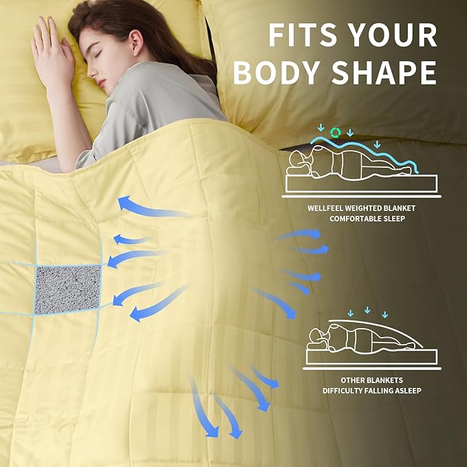 Weighted Blanket,3lbs Heavy Weighted Blanket 36"x48" Breathable Cooling Blanket, Summer Blankets Ultra Soft Comfort Blanket with Glass Beads for All-Season (Yellow)