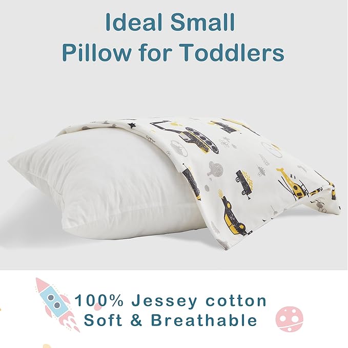 Moonrite 13×18 Toddler Pillow with Pillowcase,100% Cotton Toddler Pillows for Sleeping,Soft Breathable Washable Small Toddler&Kid Pillow for Bed,Mini pillow,Better Naps at Preschool