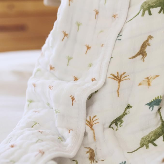 aden + anais Essentials Dream Blanket, Muslin Baby Blankets for Girls & Boys, Ideal Lightweight Newborn Nursery & Crib Blanket, Dino Jungle