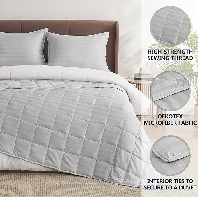Weighted Blanket for Adult,20lbs Heavy Weighted Blanket 80"x87" Breathable Cooling Summer Blankets, Ultra Soft Cotton Comfort Throw Blanket with Glass Beads for All-Season (Light Grey)