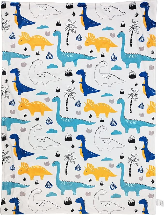 Baby Blanket for Boys Girls (DinosaursPrinted, 30"x40") with Double Layer Dotted Backing Soft Plush Minky Blanket for Toddlers Newborn