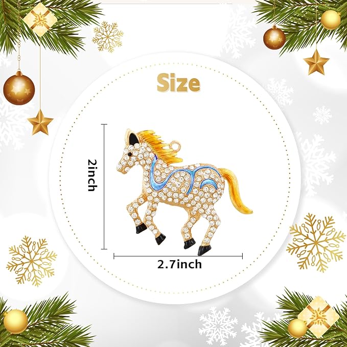WhatSign Horse Christmas Ornament - Metal Horse with Rhinestones, Farmhouse Style, Perfect for Christmas Tree, Holiday Gifts for Daughter or Son