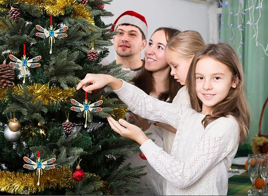 WhatSign Metal Dragonfly Ornaments - Hanging Christmas Ornament Decoration for Christmas Tree Party for Women Girls