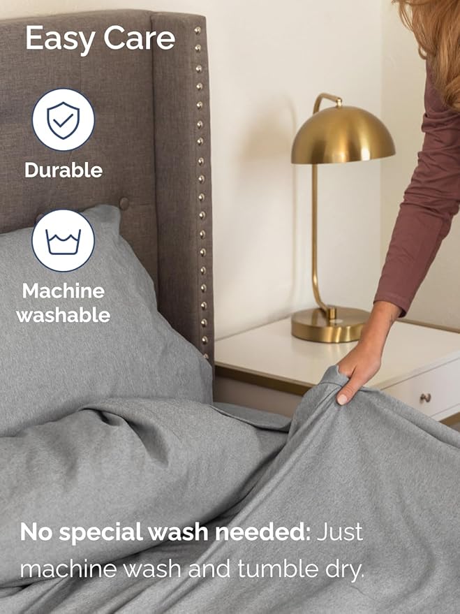 Extra Deep Full Sheet Set - 6 Piece Breathable and Cooling Sheets - Hotel Luxury Bed Sheets Set - Easy Fit - Soft, Wrinkle Free and Comfy Sheets Set - Heathered Grey Sheet Set with Extra Deep Pockets