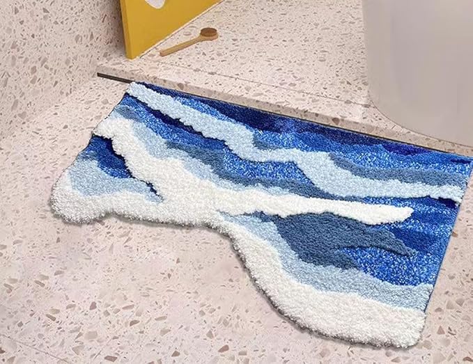 Wave Shape Furry Bedroom Rug, Fluffy Area Rug, Girls, Boys, Children's Room, Nursery Rugs Home Decor,Bathroom Rug (19.7x47.2 in)