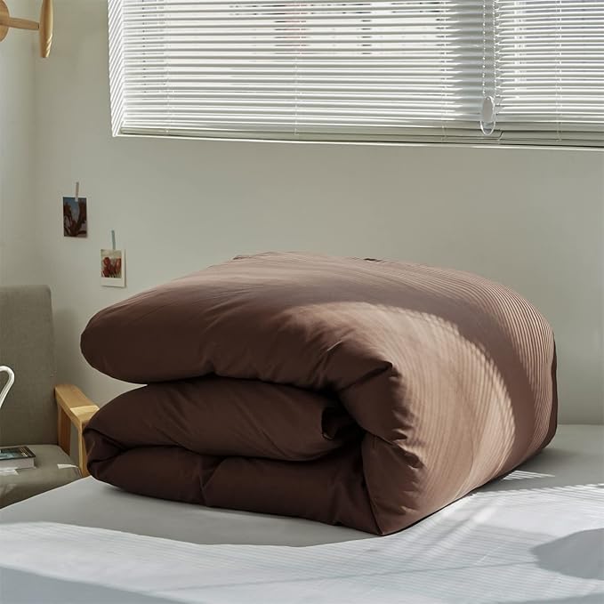 Wellboo Brown Comforter Set Twin Size Solid Mocha Coffee Bedding Comforters Cotton Boys Girls Plain Dark Brown Quilts Men Brownness Chestnut Blankets Soft Vintage Chocolate Brown Bed Comforters Twin