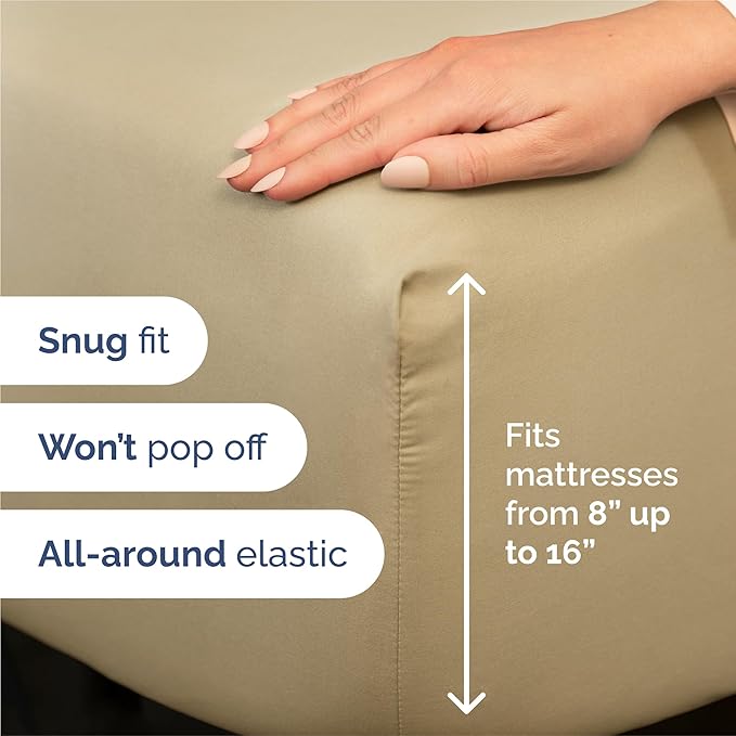King Size 4 Piece Sheet Set - Comfy Breathable & Cooling Bed Sheets Set - Hotel Luxury Bedding for Women, Men, Kids, Teens, Boys & Girls - Deep Pockets, Ultra-Soft and Wrinkle Free - Oeko-Tex - Beige