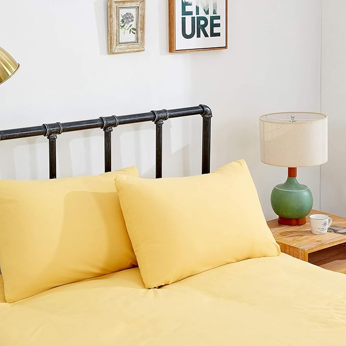 Wellboo Yellow Comforter Sets Queen Light Color Bedding Comforter Sets Cotton Solid Bright Yellow Warm Bedding Blankets Soft Health Spring Fresh Luxury Bedding Women Men Durable Bed
