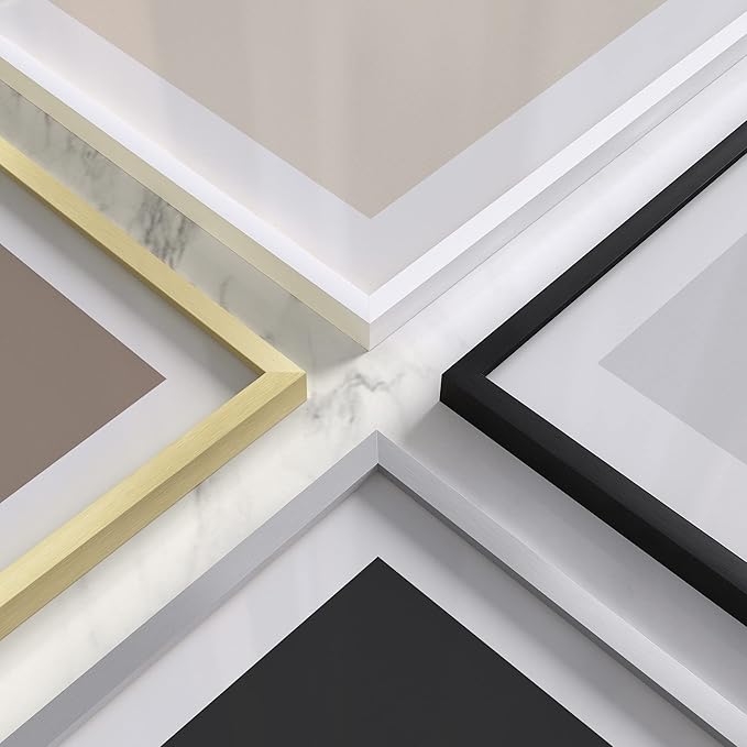 HAUS AND HUES Gold Frames 24x36 Set of 3 - Large Picture Frames 24x36, Poster Frames 24 x 36 Inches, 24 by 36 Poster Frames, Gold Picture Frame Set, 24x36 Frame for Art Display (Aluminum Frames)