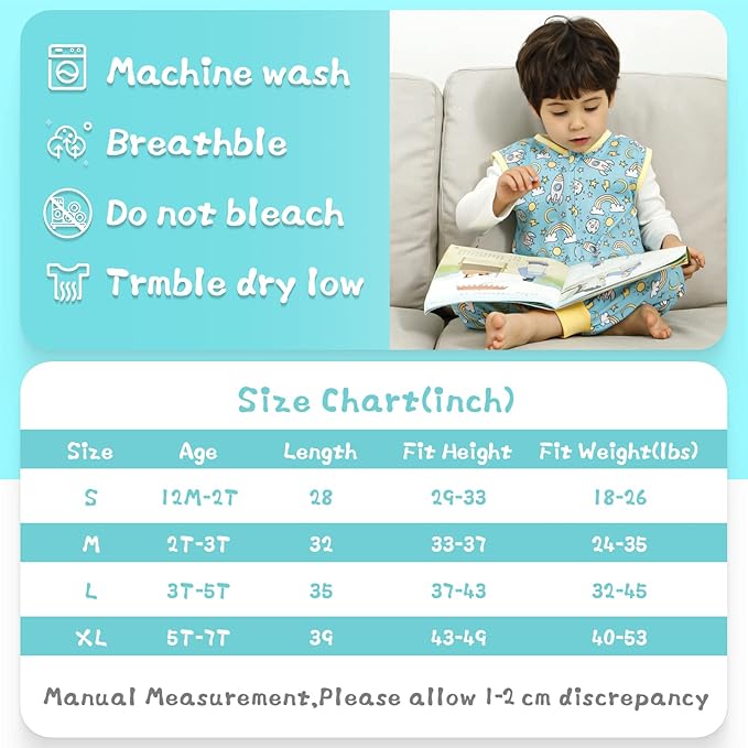 WONDAY Toddler Sleeping Sack, Sleep Sack 2t-3t, Sleep Sack Baby Wearable Blanket, Sleeping Bag Toddler Baby Sleep Sack with Feet, Sleeveless Sleep Sack for Toddlers