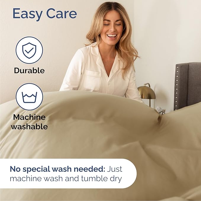 Cal King Size 4 Piece Sheet Set - Comfy Breathable & Cooling Bed Sheets Set - Hotel Luxury Bedding for Women, Men, Kids, Teens, Boys & Girls - Deep Pockets, Ultra-Soft, Wrinkle Free - Oeko-Tex - Beige