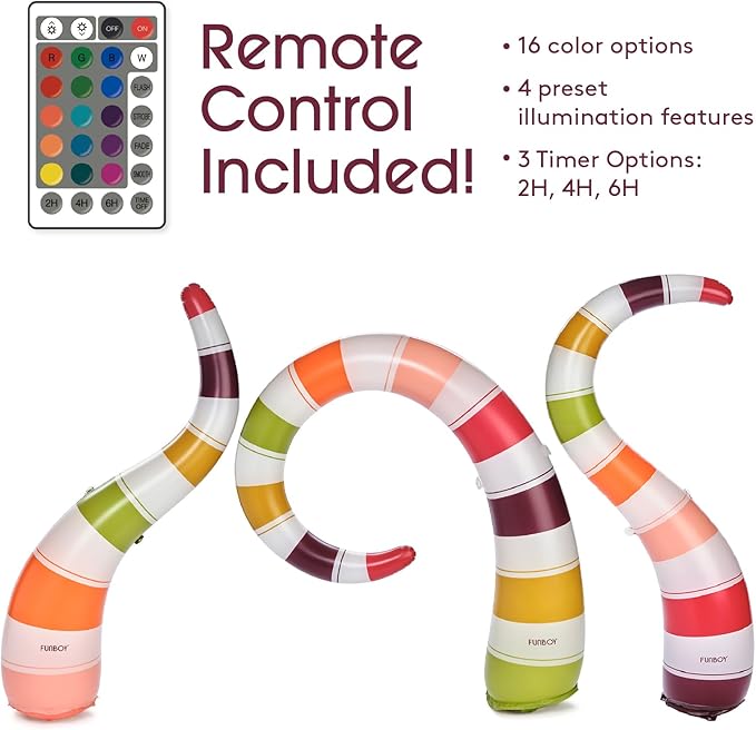 FUNBOY Giant Inflatable Light-Up Yard Snake Scary Halloween Décor, Indoor/Outdoor, (3 Pack)