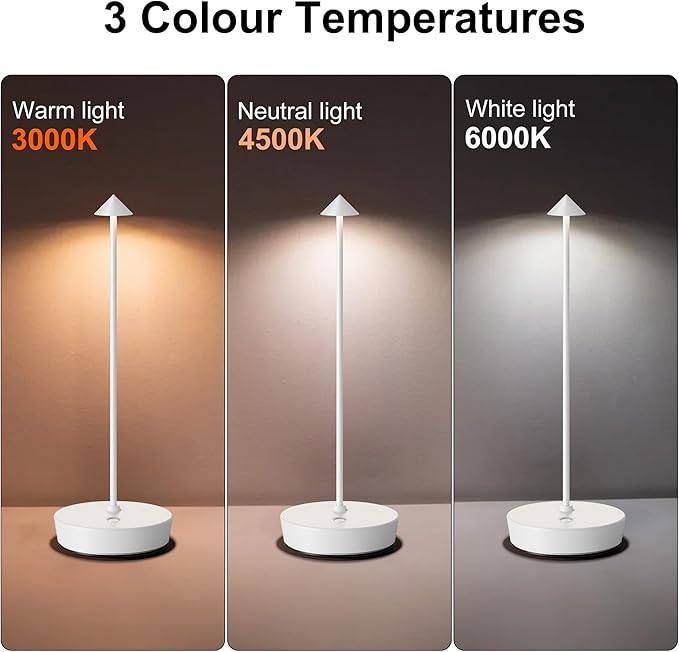 SAKRINGT 2 Pack Cordless Table Lamps Rechargeable, 6000mAh Battery Operated Waterproof Stepless Dimming Modern Portable LED Table Light for Restaurant Dining Patio Outdoor
