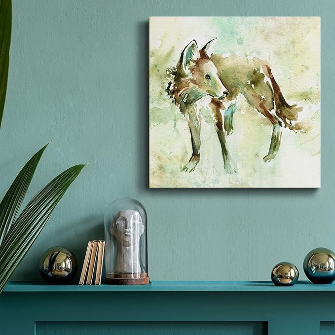 Canvas Wall Art Animals Theme for Home Décor, On Second Thought Wall Art, Ready to Hang, 16'' x 16''