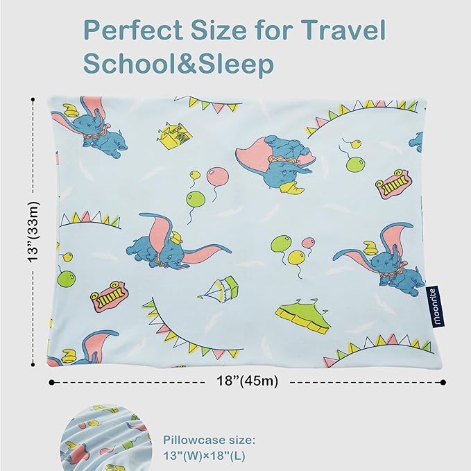 Moonrite 13×18 Toddler Pillow with Pillowcase,100% Cotton Toddler Pillows for Sleeping,Soft Breathable Washable Small Toddler&Kid Pillow for Bed,Mini pillow,Better Naps at Preschool