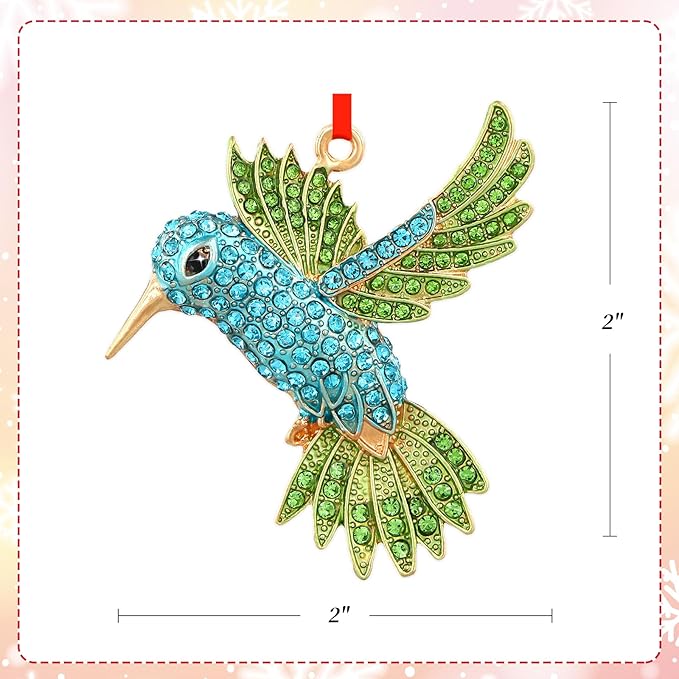 PETCEE Bird Christmas Tree Ornaments - Blue and Green Hummingbird Christmas Ornament Hummingbird Christmas Keepske Gifts for Women Friend Mother Wife Co Worker Daughter