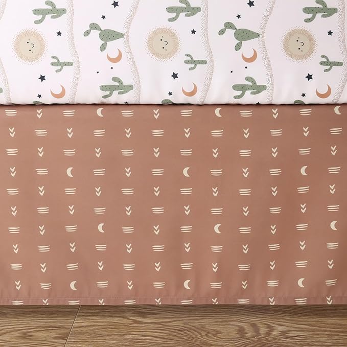 The Peanutshell 5 Piece Baby Crib Bedding Set for Boys & Girls - Newborn, Infant & Toddler Nursery Bed Set Decor with Fitted Crib Sheets, Blanket, Dust Ruffle Comforter - Joshua Tree