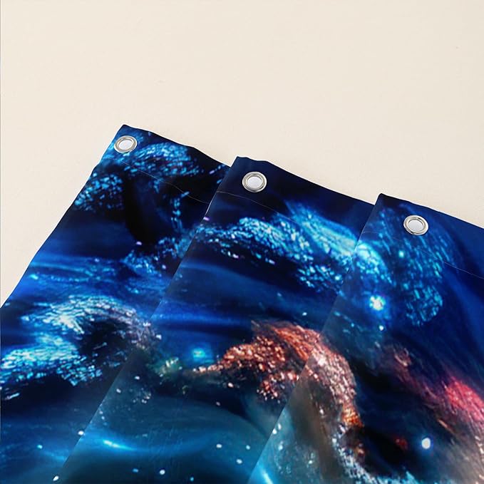 AILONEN 3D Wolf Shower Curtain for Bathroom,Blue Space Galaxy Starry Clouds Wolf Printed Bath Curtain,Boys Teen Kids Wild Animal Wolf Decoration Shower Curtain Waterproof 60" W*72" H