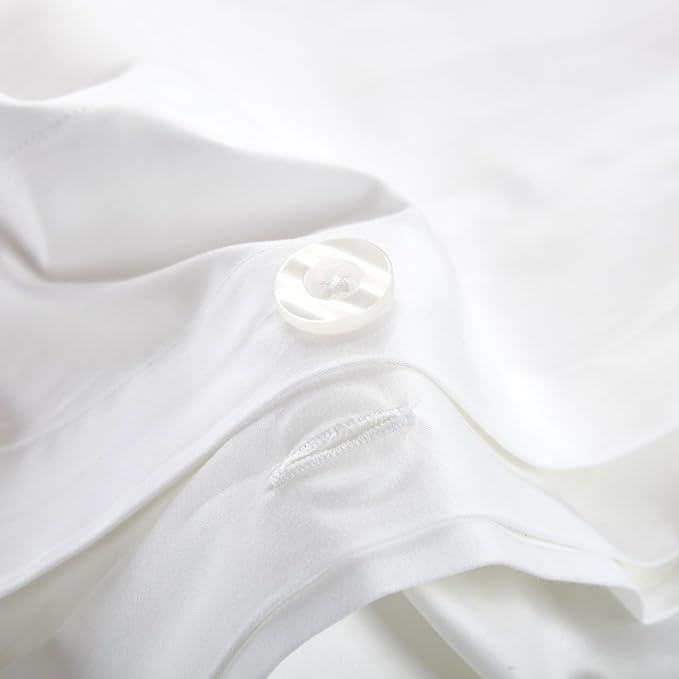 Casabolaj Bicolore Collection 3 Pieces Duvet Cover Set 100% Egyptian Cotton Sateen 400 Thread Count Classic Queen King-Frame Patchwork Manufacturing-White/Beige Color (Full)