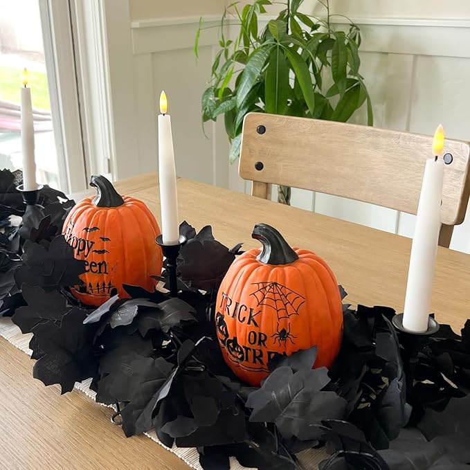 CQURE 3 Pack Black Fall Leaf Garland, Halloween Garland Hanging Vines Artificial Fall Maple Leaves Thanksgiving Decor for Home Wedding Fireplace Party