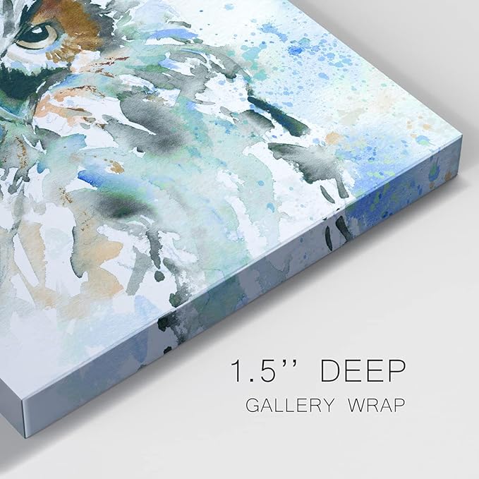 Canvas Prints Wall Art Animals Painting for Wall Décor, Owl On Blue Wall Art, Ready to Hang, 32'' x 32''