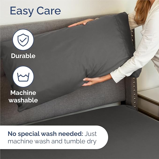 CGK Linens Twin 4 Piece Sheet Set - Cooling Sheets for Hot Sleepers - Hotel Luxury Bedding Set with 8-16 Inch Deep Pockets - 1 Flat & 1 Fitted & 2 Pillowcases - Soft, Comfy & Wrinkle Free - Charcoal