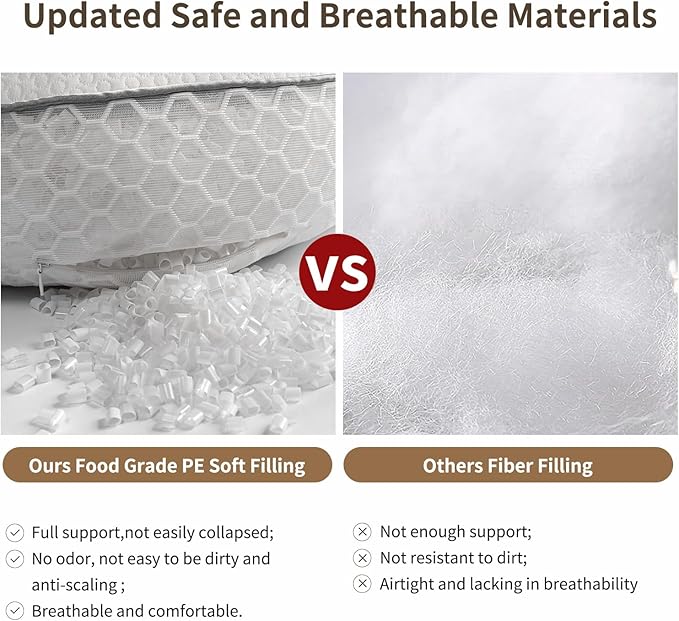 Pregnancy Pillows, PE Filling Body Pillow for Sleeping with Breathable Mesh Cover, Detachable and Adjustable Double-Sided Support for Back, HIPS, Legs and Belly Maternity Pillow (Pink)