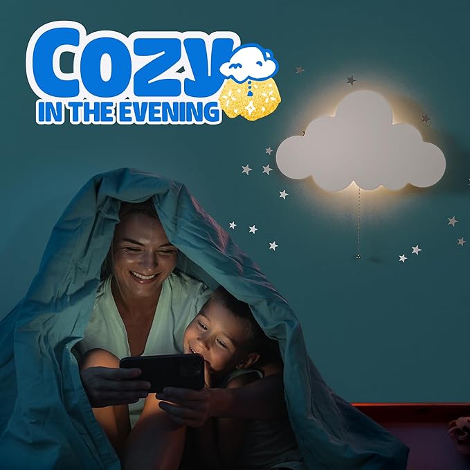Cloud Light - Floating Cloud Wall Lamps for Nursery & Kids' Bedrooms | Battery-operated Hanging Night Lights