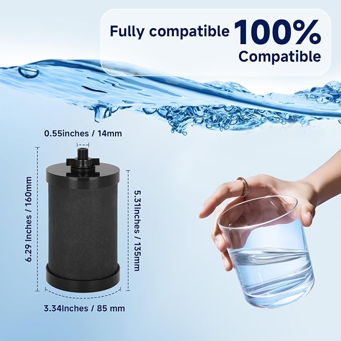 2387 Pro Black Filter, NSF/ANSI 42 Certified for Alexapure 2387 Pro Filter Replacement, 5,000 Gallon Throughput Capacity Compatible with Alexapure Water Filtration System - 2 Pack Black