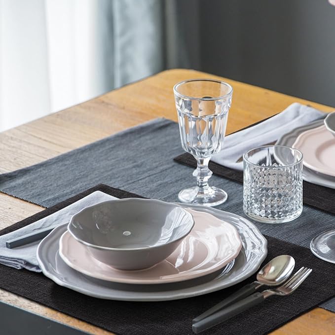 homing Black Cloth Placemats for Dining Table Set of 6 – Cotton Linen Blend Washable Farmhouse Kitchen Mats for Indoors & Outdoors - Easy to Clean 13 x 19 Inch