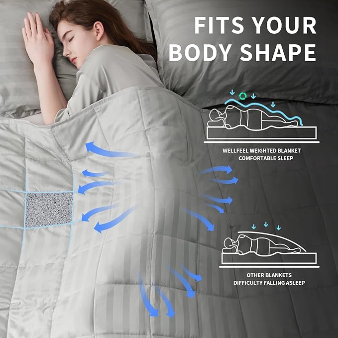 Weighted Blanket Kids, 3lbs Heavy Weighted Blanket 36"x48" Breathable Cooling Blanket, Summer Blankets Ultra Soft Comfort Blanket with Glass Beads for All-Season (Light Grey)
