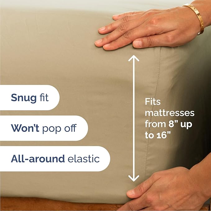 Queen Size Sheet Set - 6 Piece Set - Hotel Luxury Bed Sheets - Extra Soft - Deep Pockets - Easy Fit - Breathable & Cooling Sheets - Wrinkle Free - Comfy - Tan - Beige Bed Sheets - Queens Sheets - 6 PC