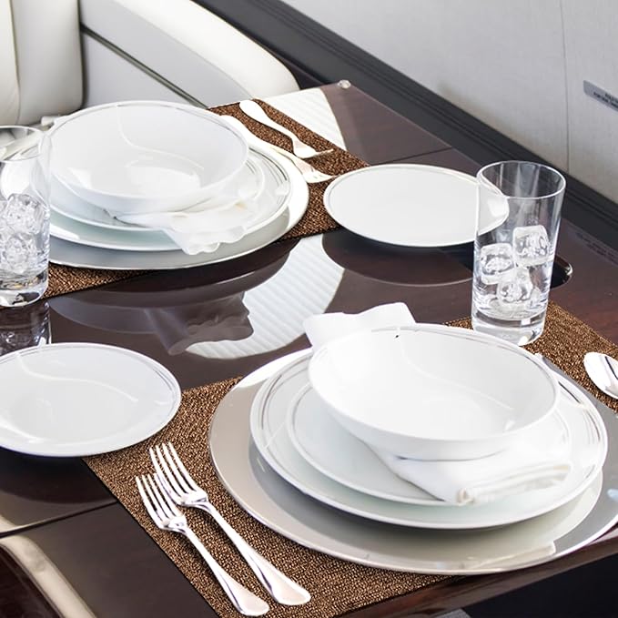 homing Brown Cloth Placemats Set of 6 – Cotton Linen Blend Washable Farmhouse Dining Table Mats for Indoors & Outdoors, Easy to Clean, 13 x 19 Inch