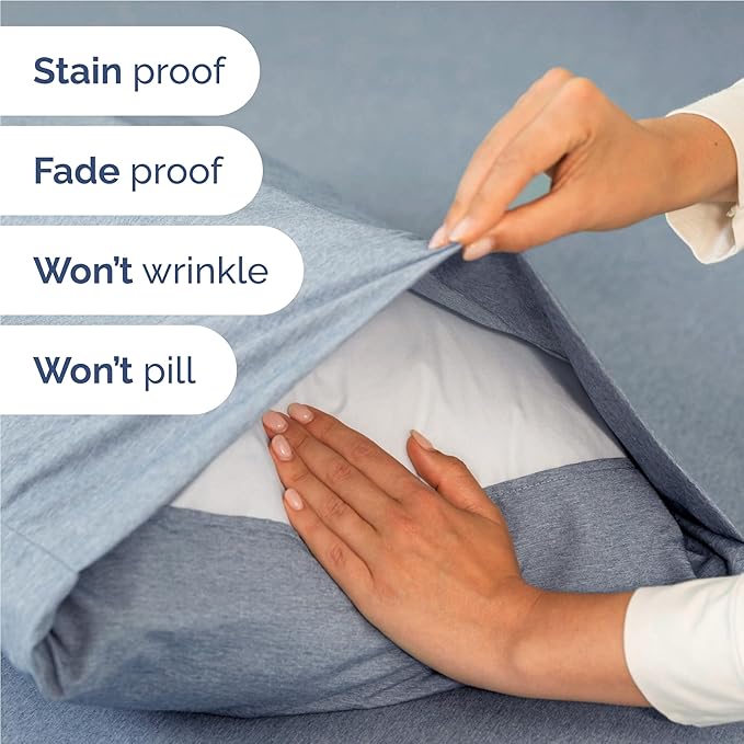 CGK Linens Full 6 Piece Sheet Set - Cooling Sheets for Hot Sleepers - Hotel Luxury Bedding Set with 8-16 Inch Deep Pockets - 1 Flat & 1 Fitted & 4 Pillowcases - Soft and Wrinkle Free - Heathered Blue