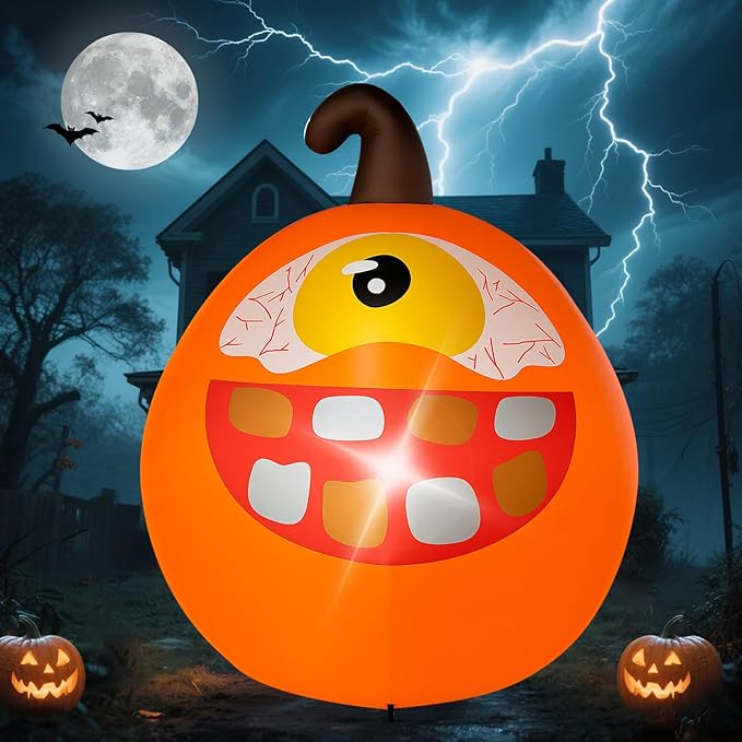 Halloween Inflatables Pumpkin Decorations Outdoor - 4 FT One-Eyed Pumpkin Halloween Blow up Yard Decorations Cute Inflatables with LED Build-in for Garden Lawn Indoor Party Decor
